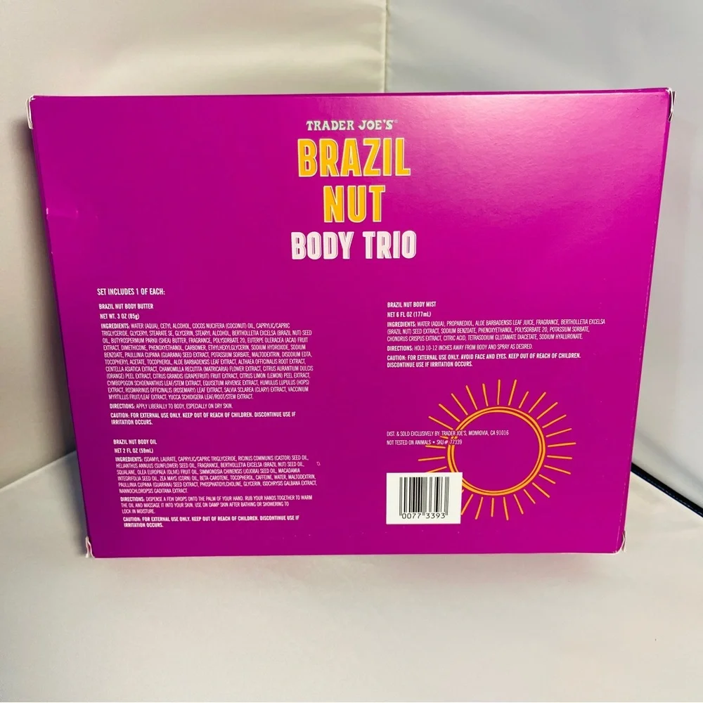 𝐀𝐃𝐃-𝐎𝐍 𝐎𝐍𝐋𝐘 𝐃𝐮𝐫𝐢𝐧𝐠 𝐒𝐡𝐨𝐰 Trader Joe's Brazil Nut Body Trio - 𝐅𝐑𝐄𝐄 𝐒𝐇𝐈𝐏𝐏𝐈𝐍𝐆 - Picture 2 of 8